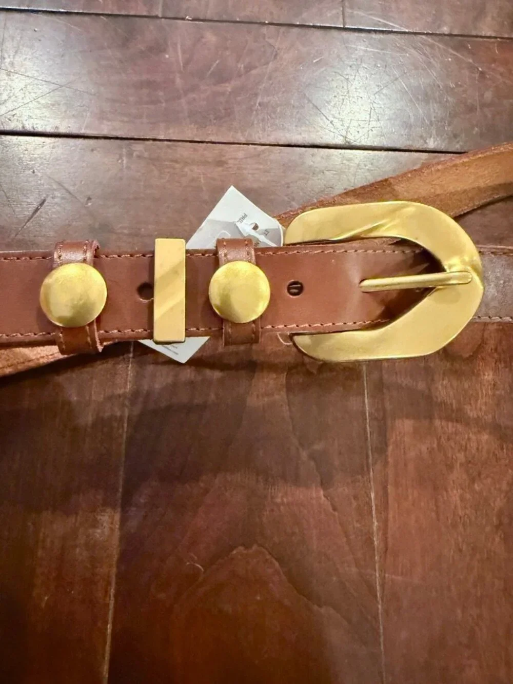 New! Anthropologie Everstar Western Brown Leather Belt with Studs Size Medium
